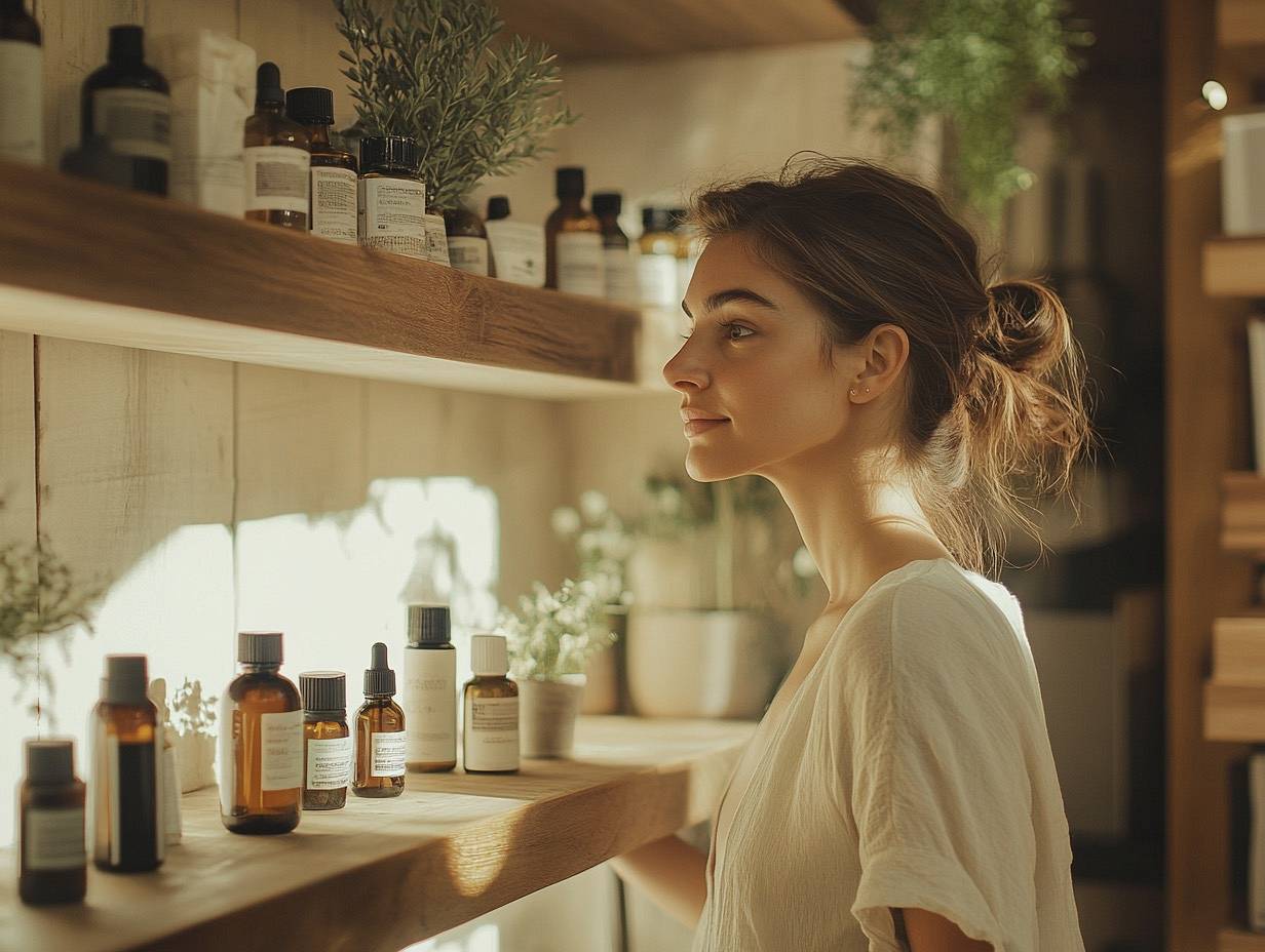 kobieta wykonująca pielęgnację kosmetykami naturalnymi