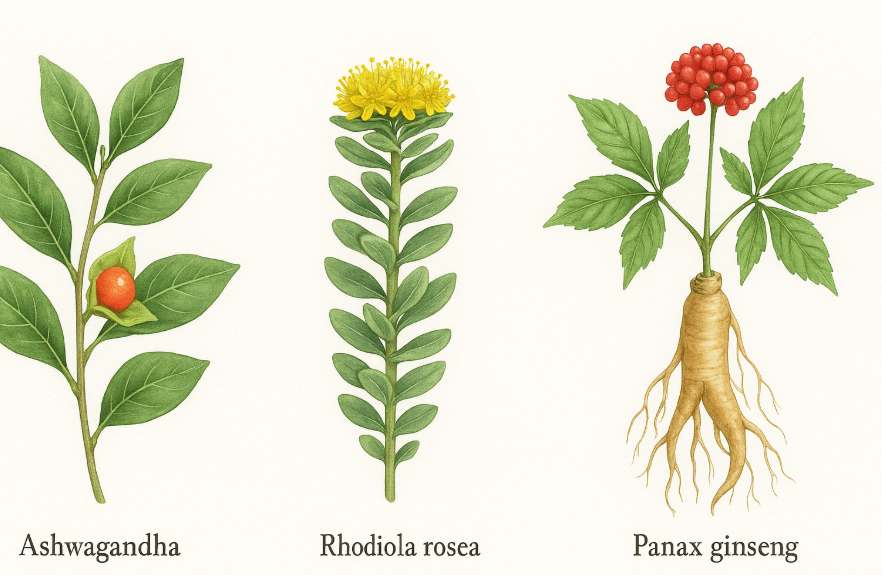 Najpopularniejsze adaptogeny to ahwagandha, różeniec górski i żeń szeń