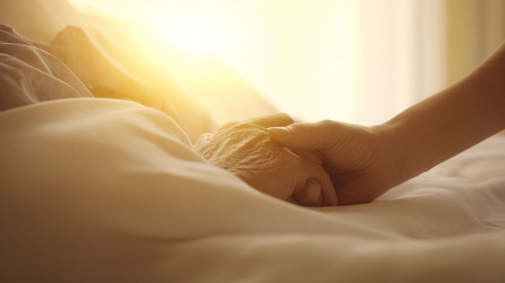 Starsza osoba na łóżku rehabilitacyjnym