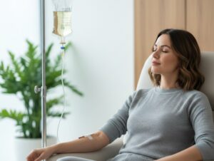 kobieta podczas zabiegu kroplówek witaminowych