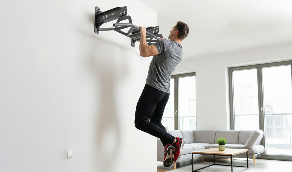 Drążek do podciągania montowany w domu – ćwiczenie na plecy i ramiona